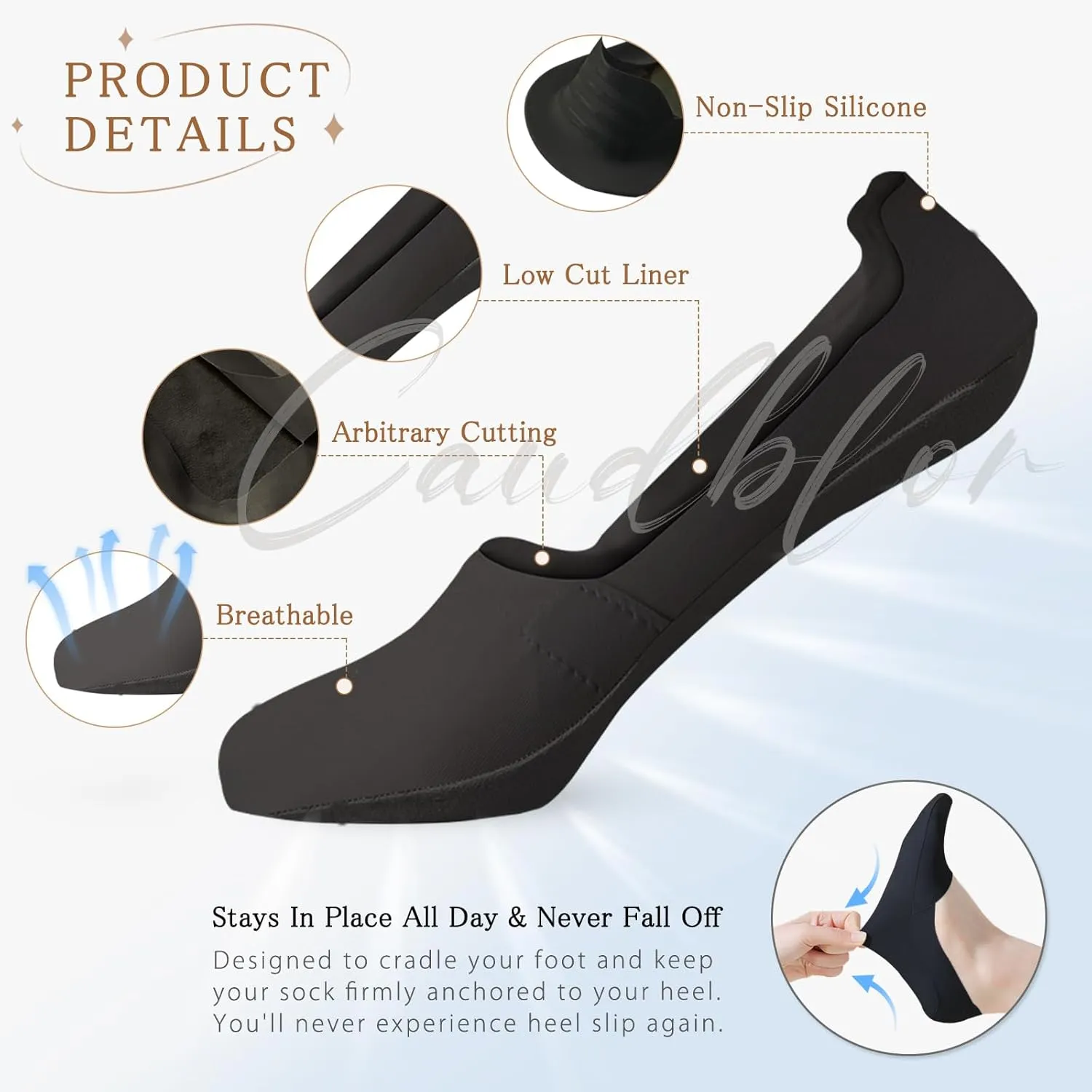Caudblor Thin No Show Socks Low Cut Liner