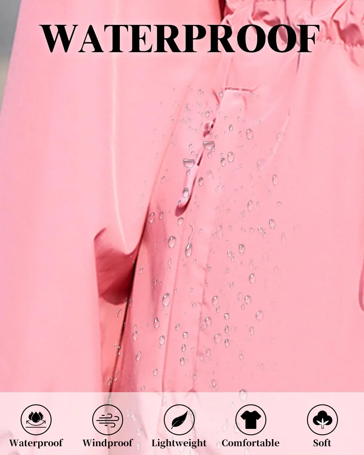 Century Star Womens Rain Jacket Lightweight Packable Waterproof Raincoats for Women with Hood Long Rain Coat Windbreaker