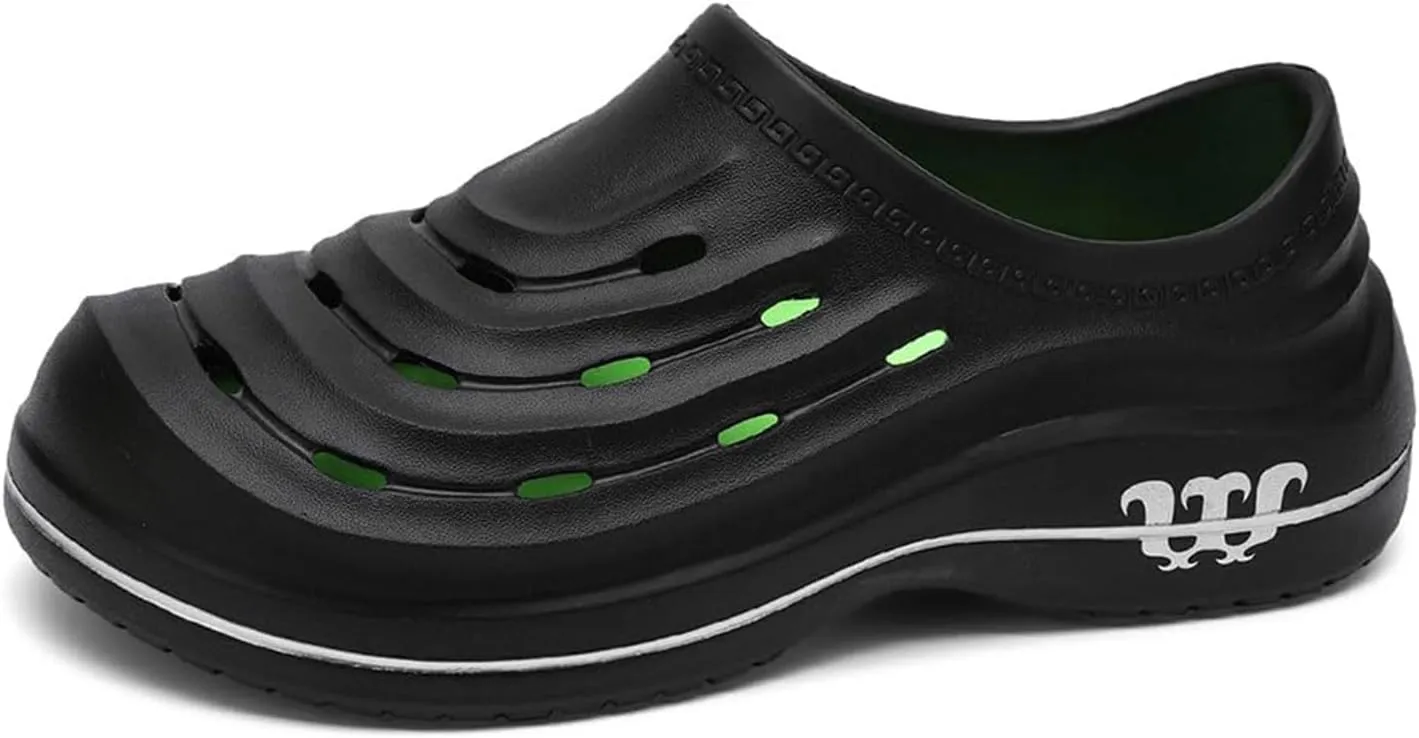 Chef Shoes for Men Women,Oil Resistant Waterproof Arch Support Clogs,Lightweight Breathable Kitchen Shoes Wide Toe Box Beach Slippers,Quick Dry Slip-on Garden Clogs with Removable Cushion Footbed