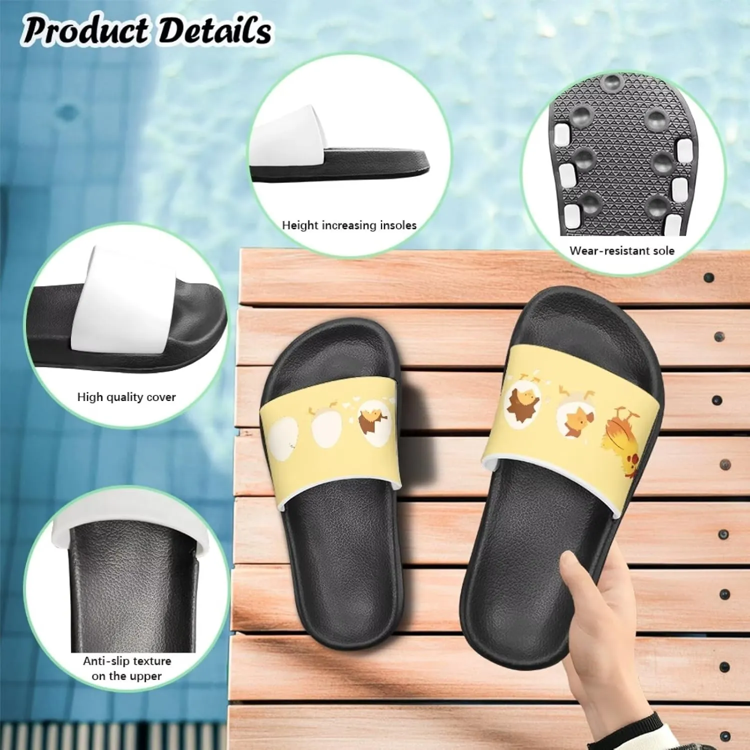 Children Slide Sandals Soft Anti-Skid Sandal Comfort Lightweight Slip On Summer Slippers for Beach Pool