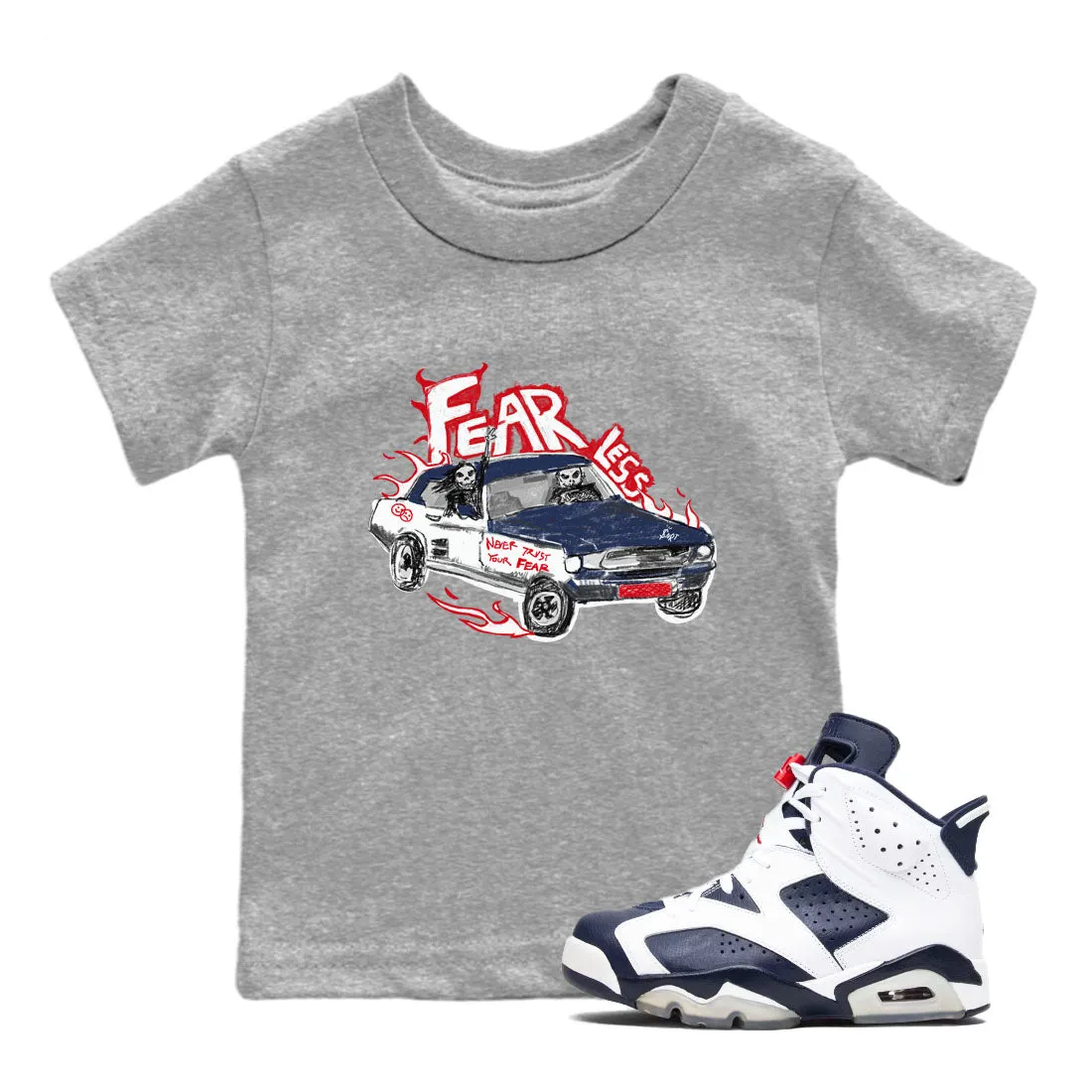 Classic SNRT Navy Tees Timeless Air White Jordan And Fearless 6 Car - Kids Sneaker Midnight