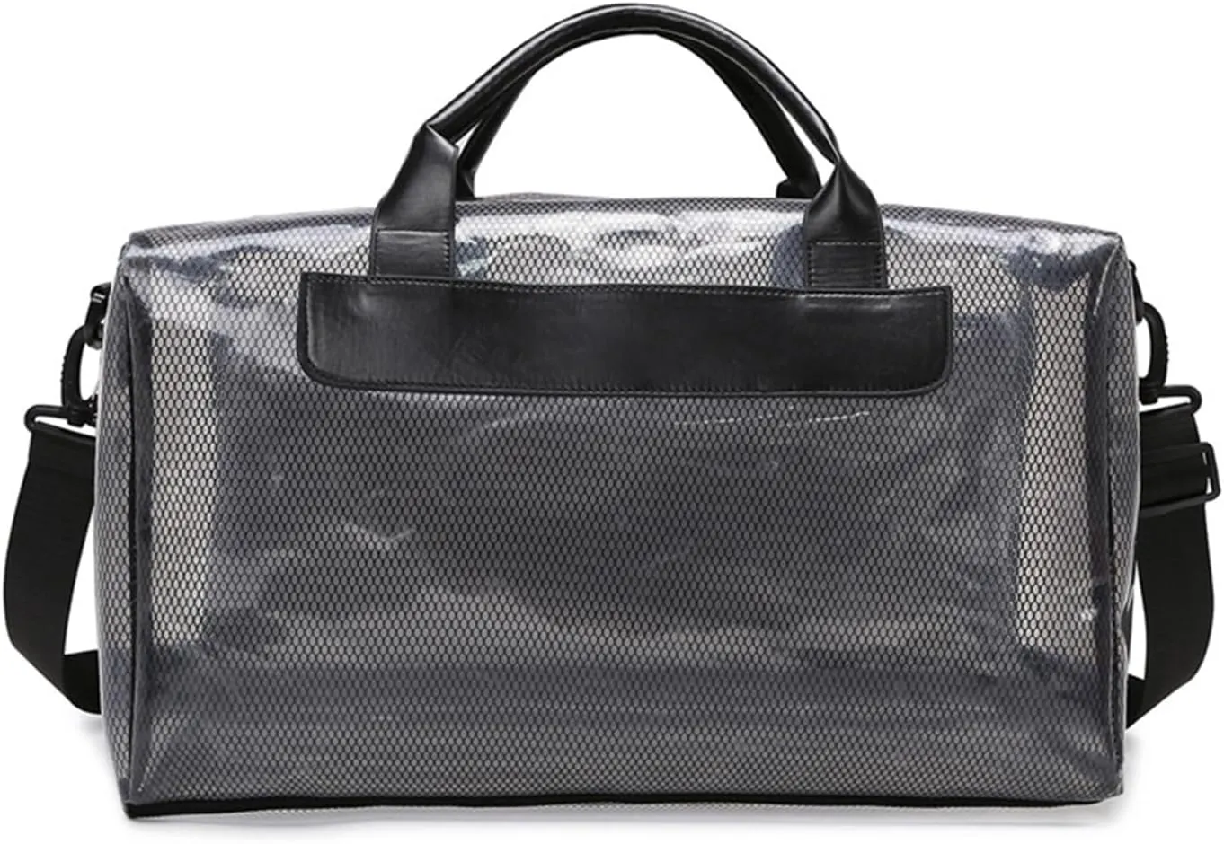Clear Tote Bag Large Heavy Duty Clear Duffel Bag Clear Gym Bag With Adjustable Strap,With Wet Compartment For Home,Work,Concerts,Beach,Swimming (Black)