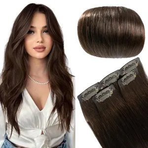 Clip in Hair Extensions Dark Brown Real Human Hair Invisible Pu Remy Seamless Clip ins Hair Extensions 30g long Straight Human Hair Extensions 14inch 5Pcs