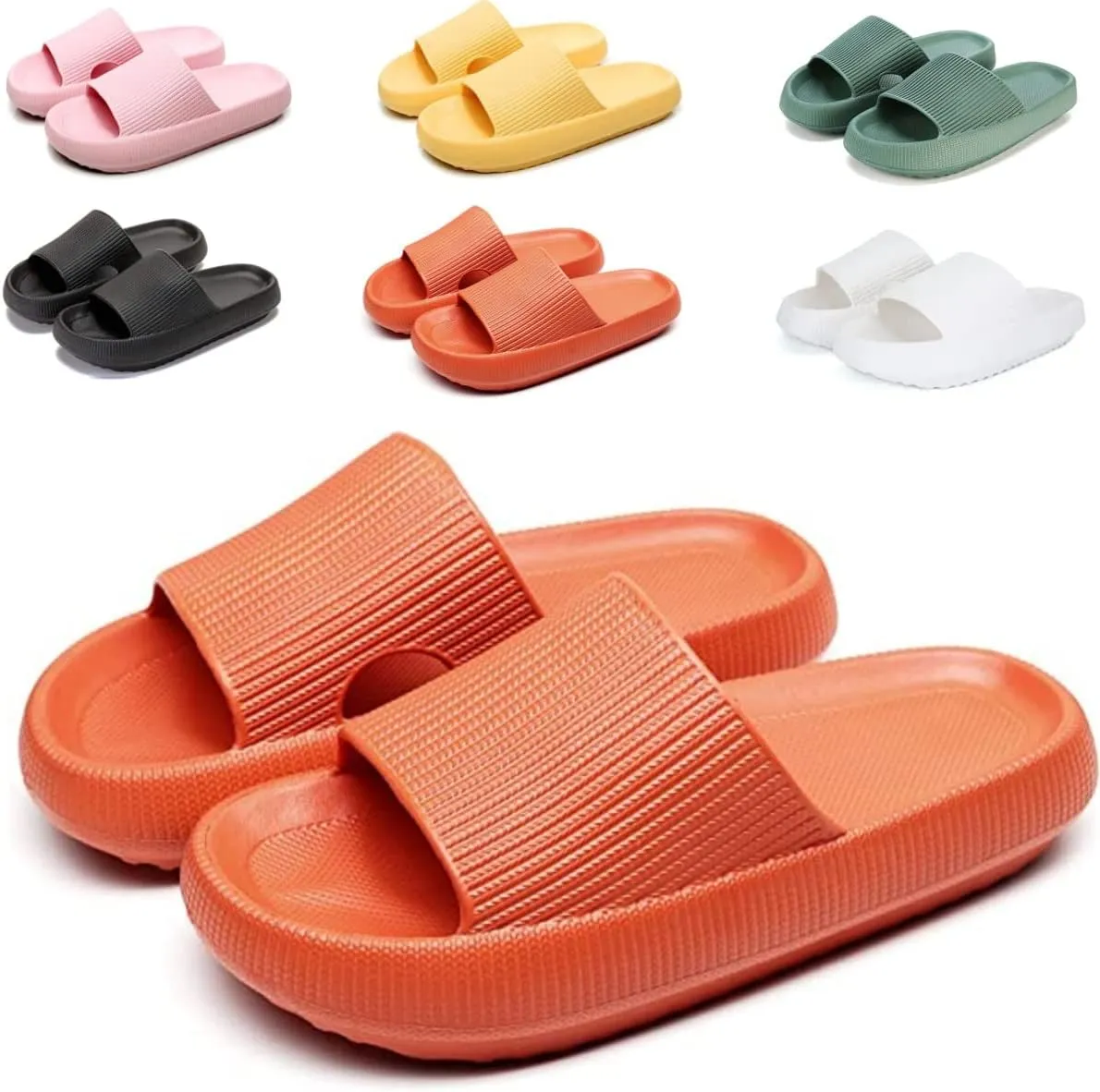 Cloud Slippers for Women and Men Non Slip Super Puffy Comfy Soft Thick Soled Cloud House Slides Sandals Non-Slip Quick Drain Hole Slippers Open Toe Bathroom Shoes