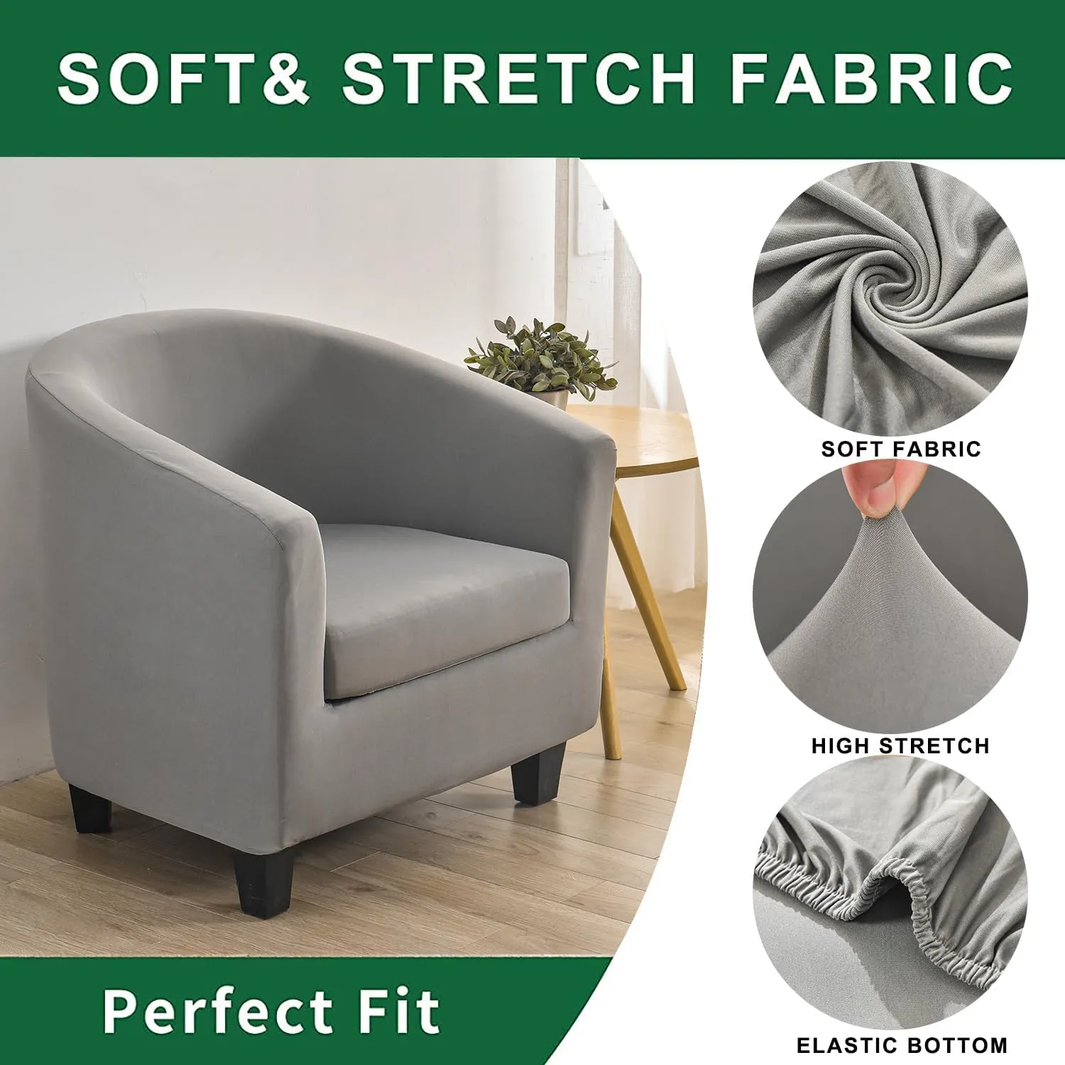 Club Chair Slipcover 2 Piece Printed Tub Chair Slipcover Soft Stretch Printed Round Barrel Chair Covers Armchair Covers Furniture Protector for Living Room Hotel Counter Cafe (Color 08)