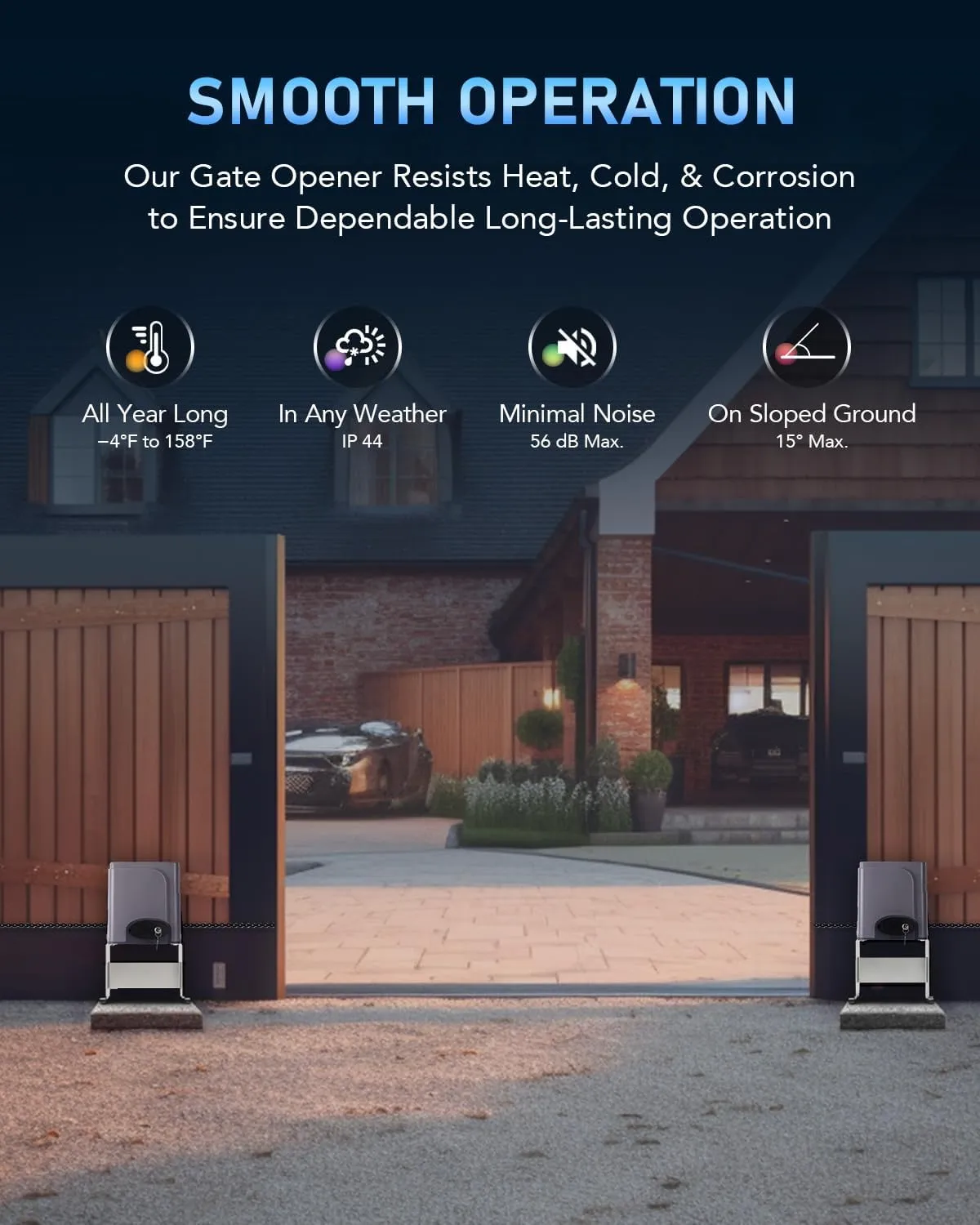 CO-Z 1400lb Sliding Gate Opener Hardware Security System Kit for Sliding Gates Up to 40 Feet, Automatic Gate Opener with Two Remote Controls, Electric Rolling Driveway Slide Gate Motor - Model CG1400