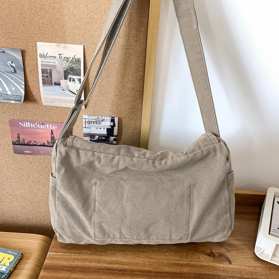 Collsants Messenger Bag for Women Men Satchel Bag Canvas Crossbody Shoulder Bag Casual Sling Bag