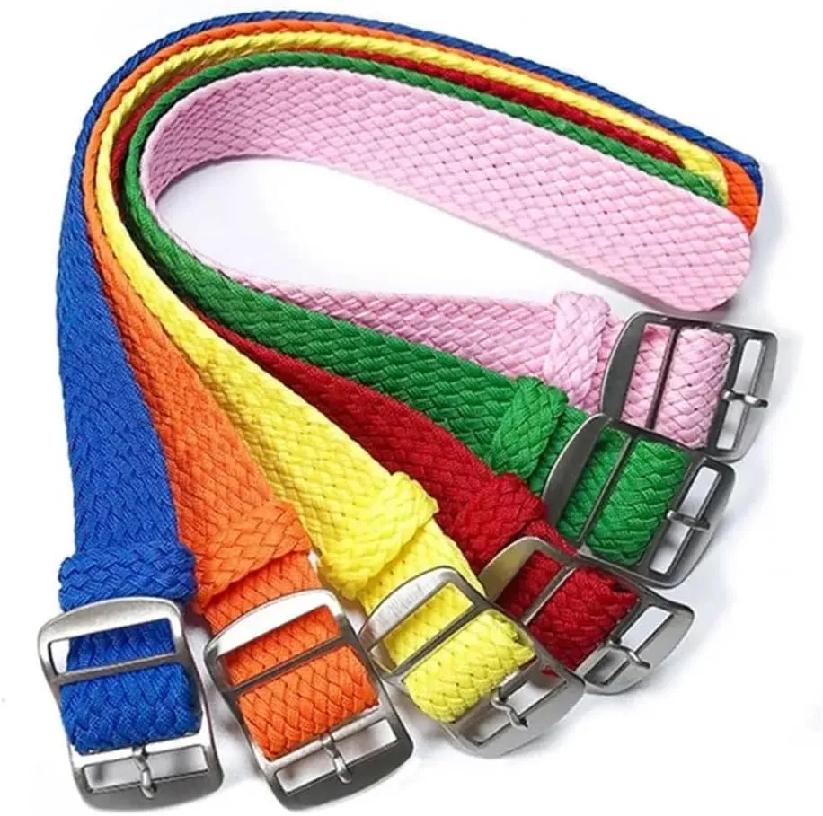 Colorful woven watch strap one long canvas nylon watch strap 16mm 18mm 20mm 22mm mesh strap for men and women
