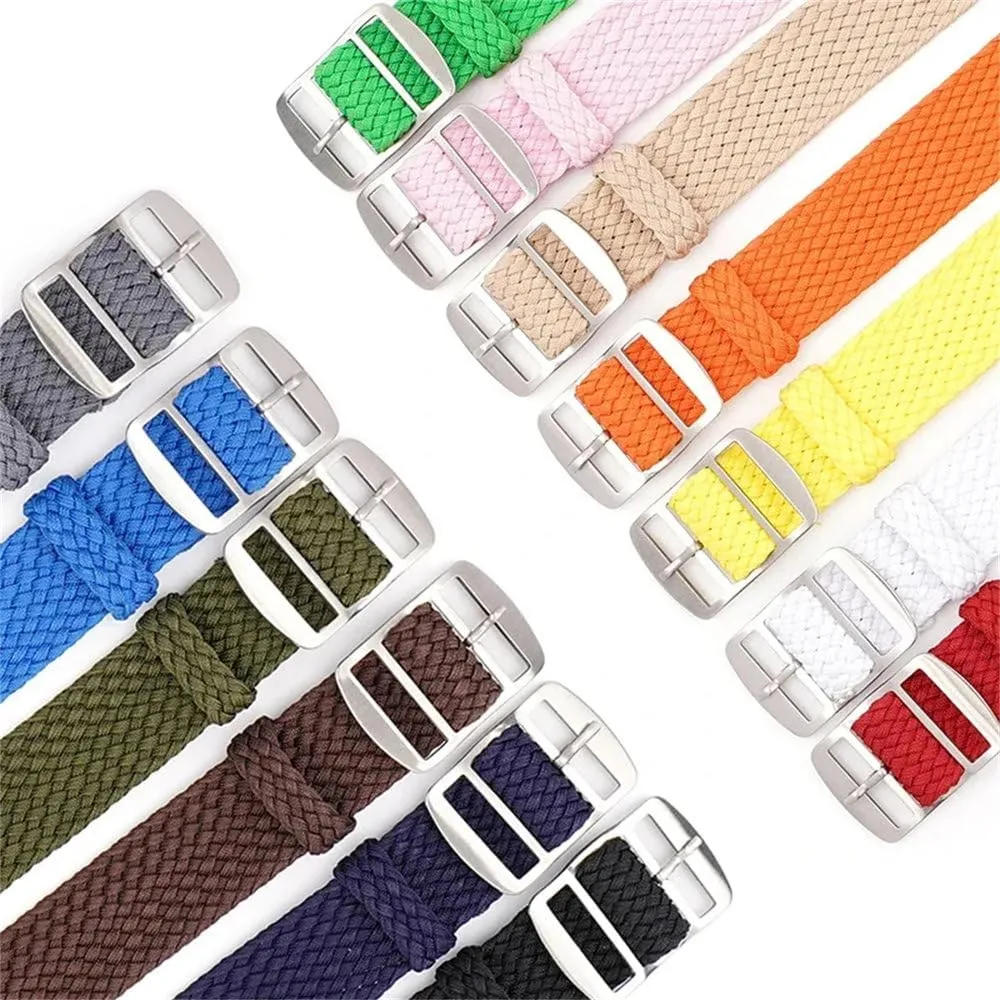 Colorful woven watch strap one long canvas nylon watch strap 16mm 18mm 20mm 22mm mesh strap for men and women