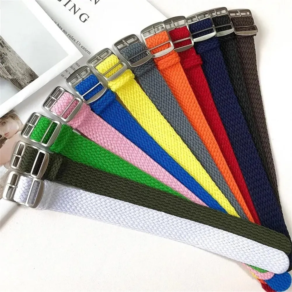 Colorful woven watch strap one long canvas nylon watch strap 16mm 18mm 20mm 22mm mesh strap for men and women