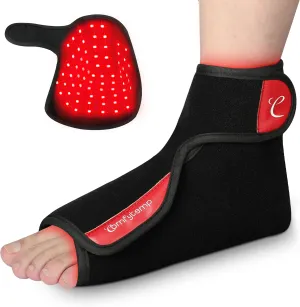 Comfytemp 5000mAh Cordless Red Light Therapy for Foot, Portable Near Infrared Light Therapy Heat Therapy Foot Wrap, Wireless Light Shoe for Foot Ankle Heel Joint Pain Relief, 9'' x 7''