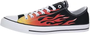 Converse Chuck Taylor All Star Low Flames shoe, Black/Enamel Red-fresh Yellow, 11 Women/9 Men