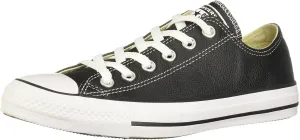 Converse Women's Chuck Taylor All Star Leather Low Top Sneaker, Black, 11 Women/9 Men