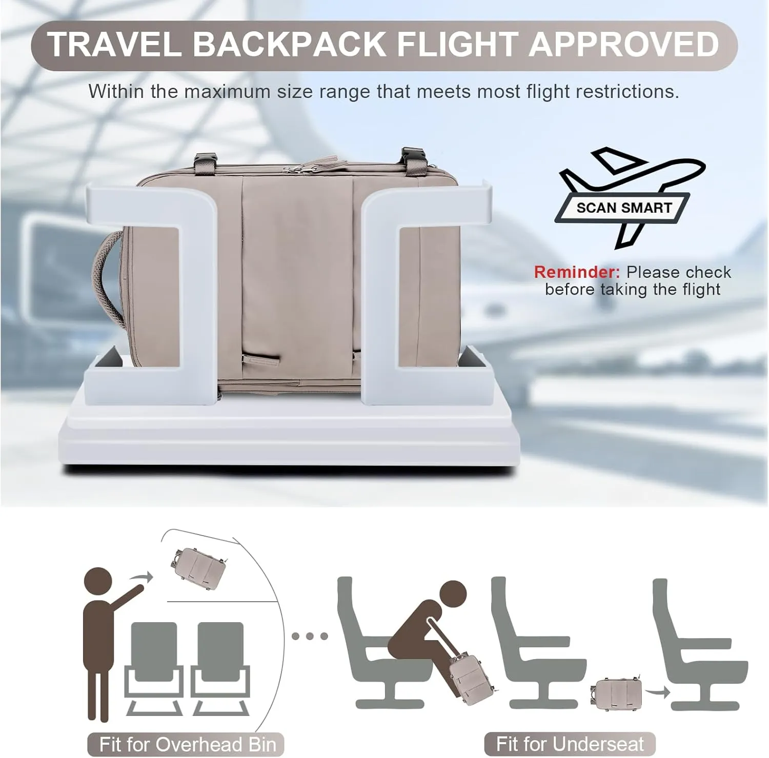 coofay Travel Backpack Carry on Flight Approved Mochila De Viaje Large Backpack for Travel Backpacks for Men Women Carry on Backpack for Airplanes Personal Item Travel Bag 18x14x8 Inches Travel Bag