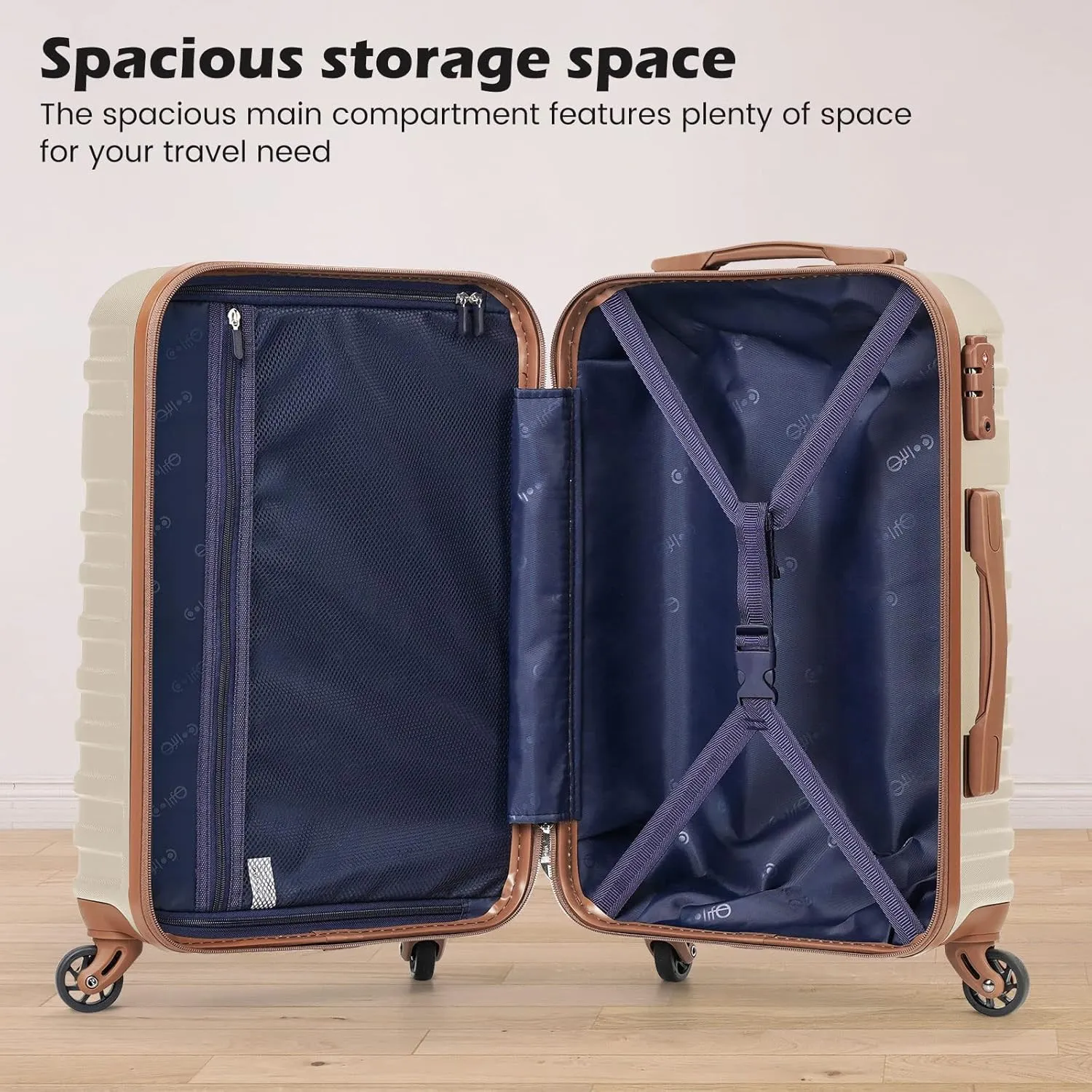 Coolife Suitcase Set 3 Piece Carry On Hardside Luggage with TSA Lock Spinner Wheels (White, S(20in))