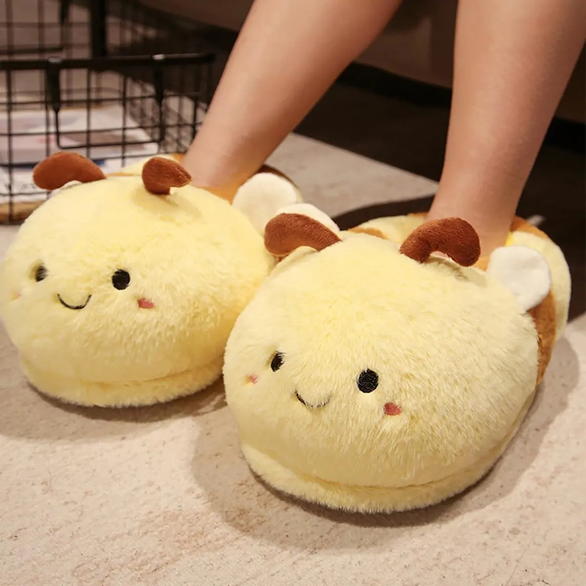 Cotton Hippo Slippers - Adult & Children Plush Animal Slippers - Gray