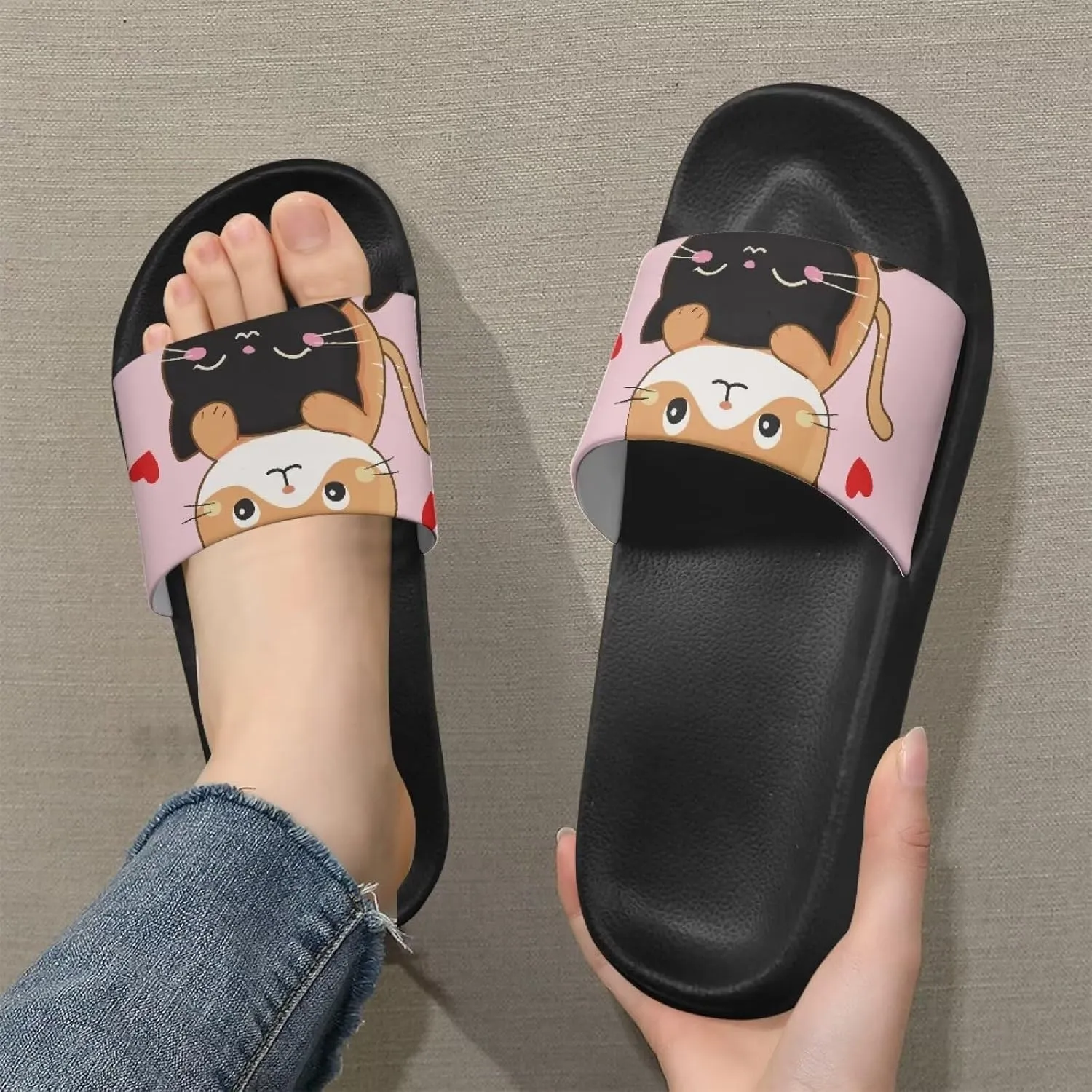 Couple Pattern Slide Sandals for Women Men Ultra Comfort Recovery Pillow Slippers Soft Summer Beach Shoes