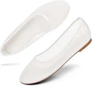 Coutgo Womens Mesh Ballet Flats Slip on Ballerina Flats Comfortable Casual Work Dress Shoes