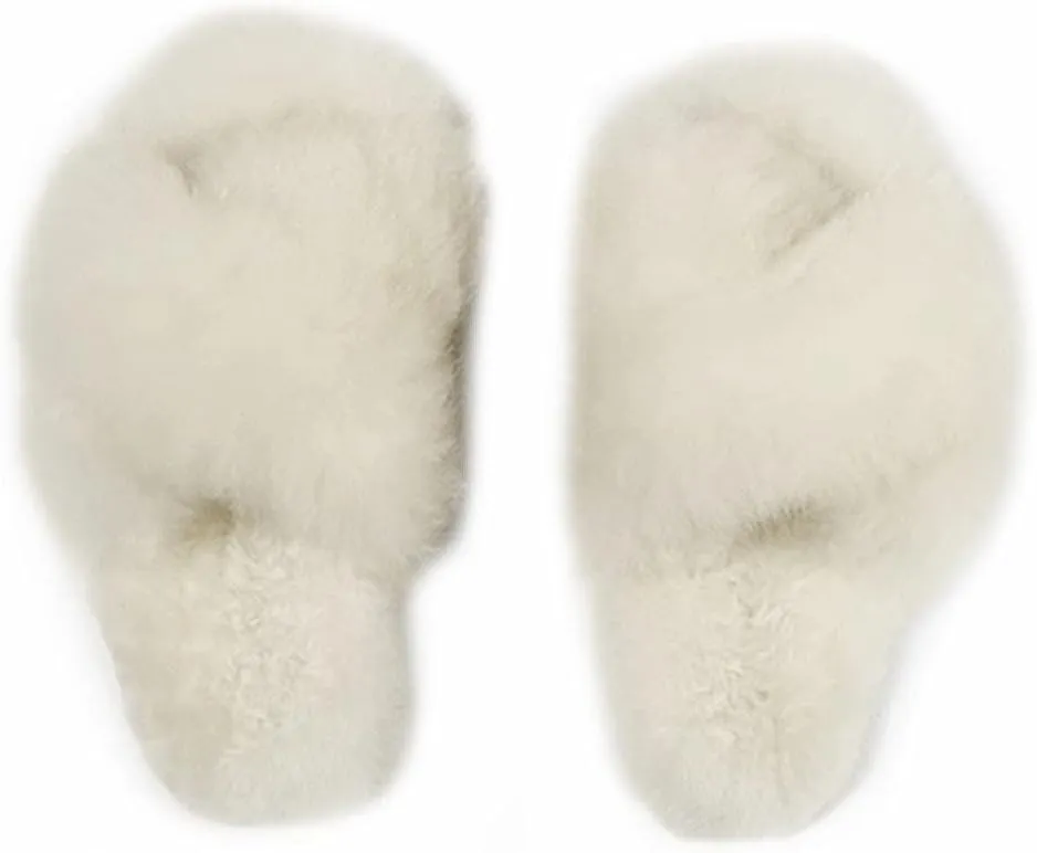 Crisscross Alpaca Slippers, Soft, Plush, 100% Alpaca Wool Fleece Indoor House Slippers