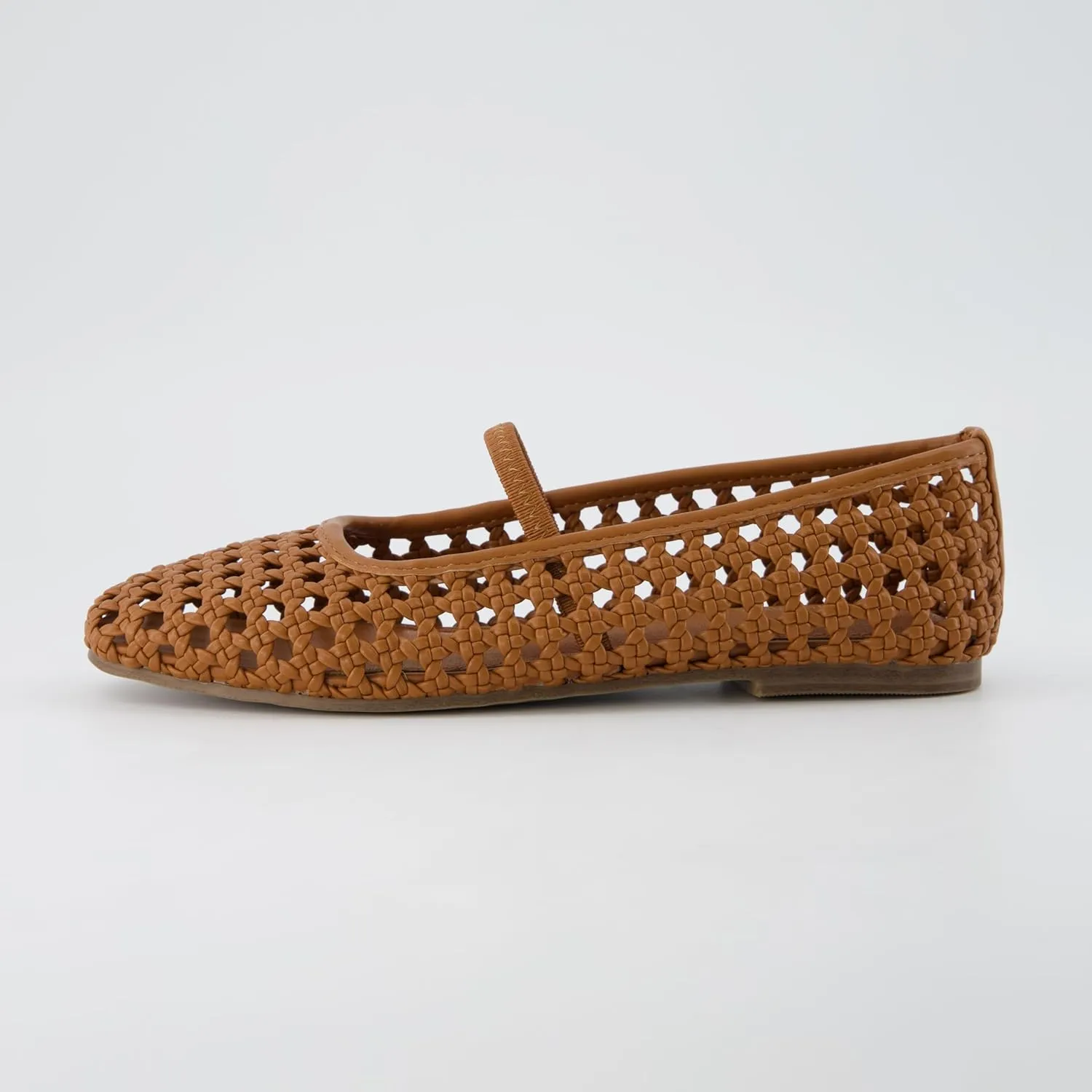 CUSHIONAIRE Weavy Squared Toe Woven Ballet Flats Shoes for Women with Memory Foam | Comfortable Mary Jane Flats for Women with Breathable Mesh Design | Wide Widths Available