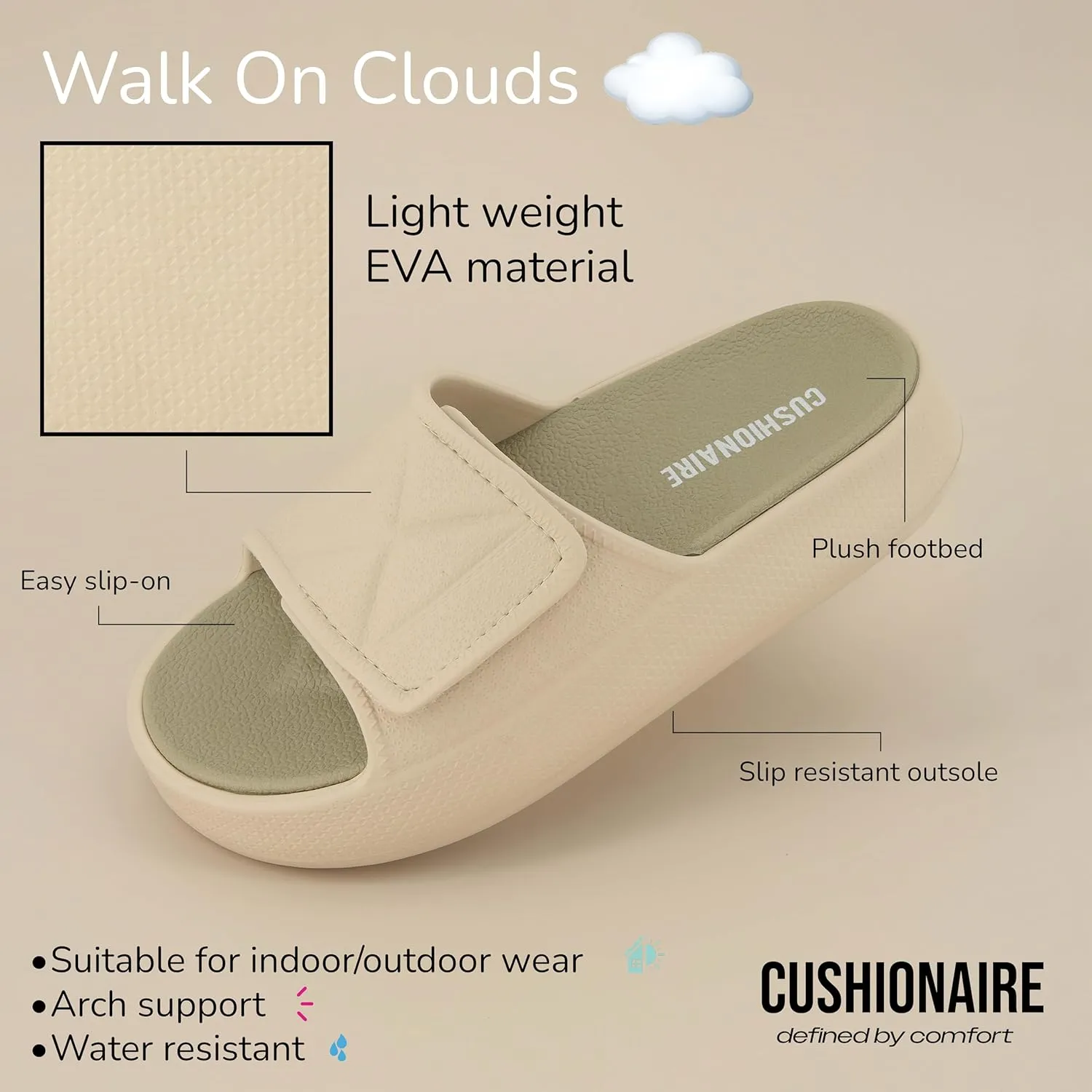 CUSHIONAIRE Women's Biggie recovery slide sandal with  Comfort and adjustable strap