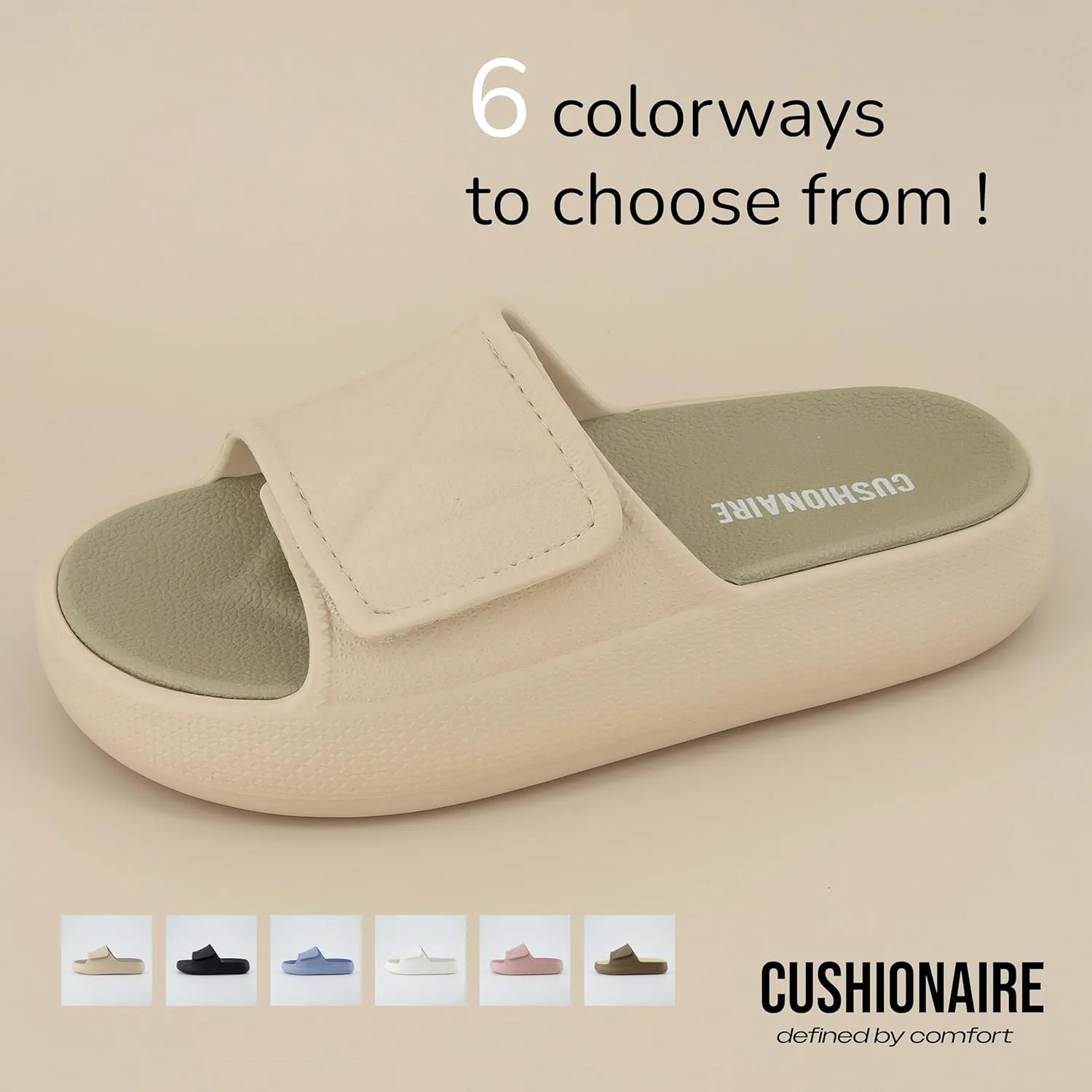 CUSHIONAIRE Women's Biggie recovery slide sandal with  Comfort and adjustable strap