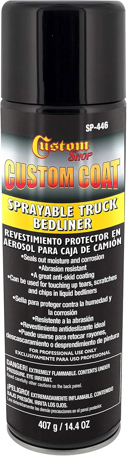 Custom Coat Sprayable Truck Bedliner - Extra Large 14.4 Ounce Spray Can - Black - A Great Aerosol Truck Bed Liner for Touch-Up or Complete Truck Beds