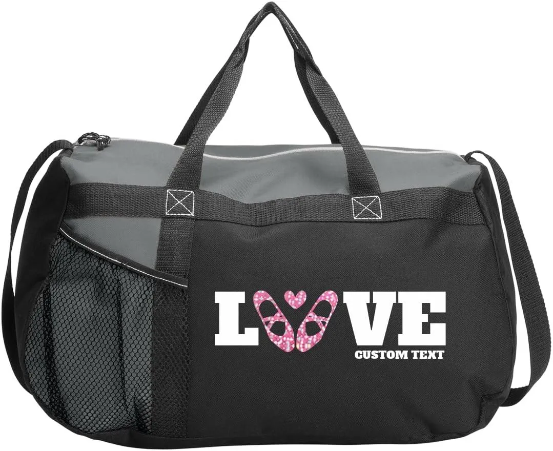 Custom Text Ballet Love Sport Duffel Bag: Gym Duffel Bag