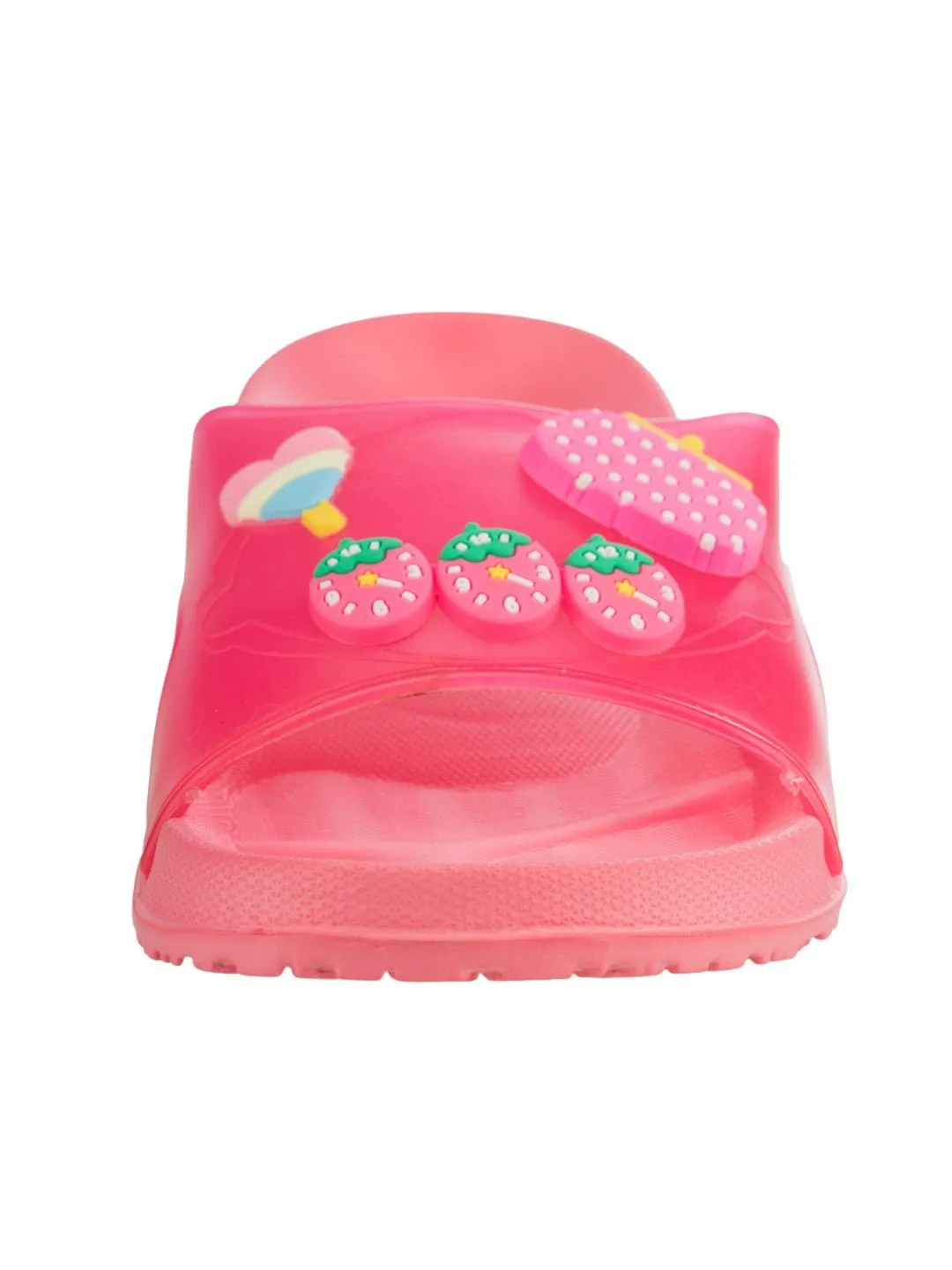 Cute & Comfy Strawberry Heart Candy & Purse Charms Slides for Girls- Peach