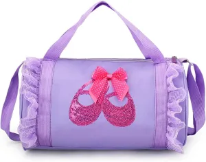 Cute Ballet Dance Backpack Tutu Dress Dance Bag Dance Bag for Girls Waterproof Small Duffle Bag for Kids Ballet Bags for Girl (Purple)