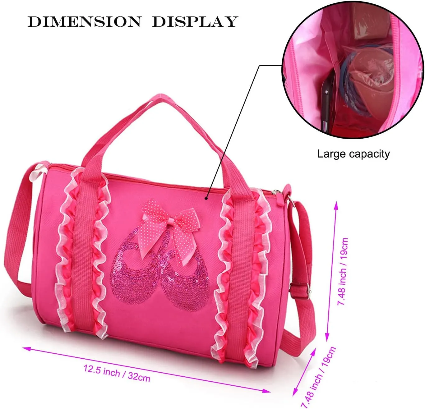 Cute Ballet Dance Backpack Tutu Dress Dance Bag Dance Bag for Girls Waterproof Small Duffle Bag for Kids Ballet Bags for Girl (Purple)