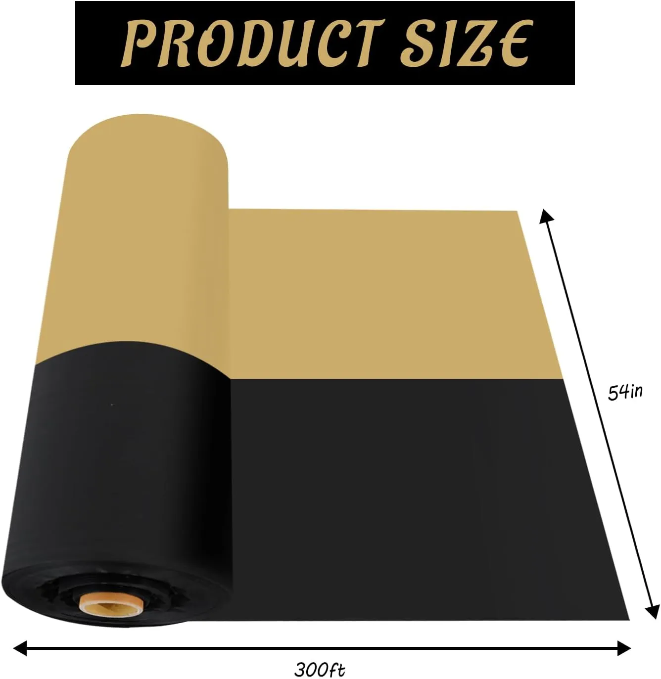 CXPSINC Plastic Table Cover Roll with Slide Cutter, Disposable Tablecloth Roll for Picnic, Party, Banquet, Birthdays, Weddings (Black & Gold, 54 Inch X 300 Feet)