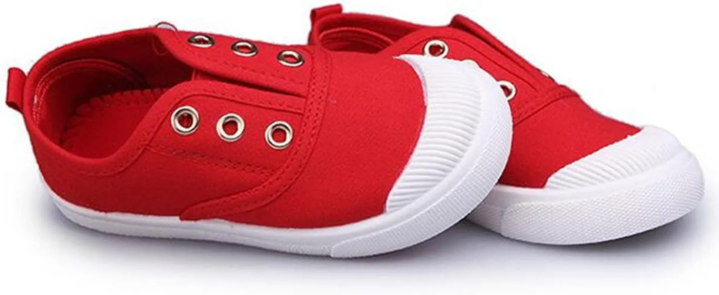 DADAWEN Boy's Girl's Canvas Light Weight Slip-On Sneakers Running Shoe
