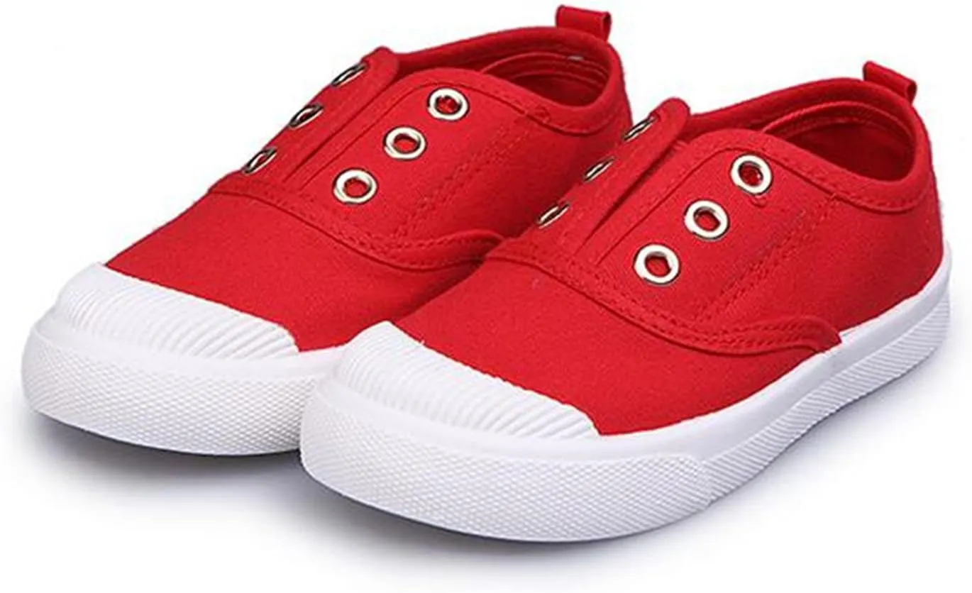 DADAWEN Boy's Girl's Canvas Light Weight Slip-On Sneakers Running Shoe