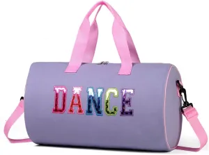 Dance Duffle Bag for Girls, Kids Toy Storage Bag,Weekend Bag,Overnight Bag,Gymnastics bag 17"Lx9"Wx9"H (Light purple)