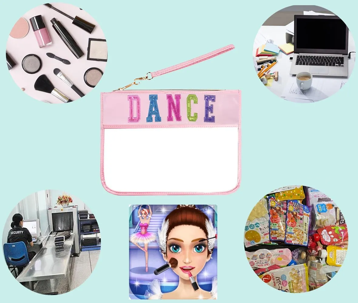 Dance Duffle Bag for Girls, Kids Toy Storage Bag,Weekend Bag,Overnight Bag,Gymnastics bag 17""Lx9""Wx9""H (Blue set-clear letter bag)