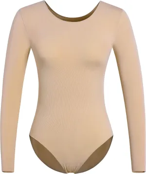 DANSHOW Women and Girls Nude Seamless Camisole Undergarment Leotard with Transition Straps