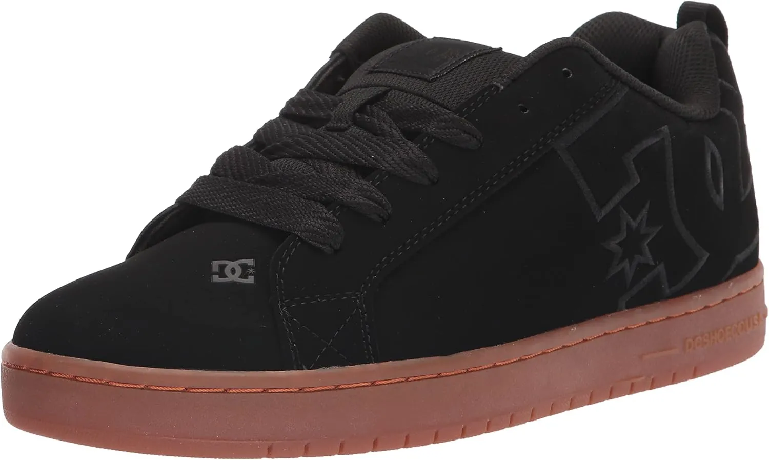 DC Men's Court Graffik Casual Low Top Skate Shoe Sneaker, Black/Gum/Black, 12