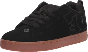 DC Men's Court Graffik Casual Low Top Skate Shoe Sneaker, Black/Gum/Black, 12