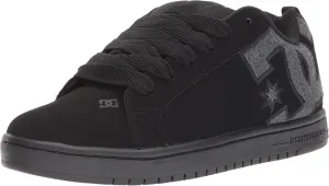DC Men's Court Graffik Casual Low Top Skate Shoe Sneaker, Black/Heather Grey Se, 11.5