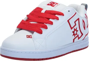 DC Men's Court Graffik Casual Low Top Skate Shoe Sneaker, White/Red/Grey, 13