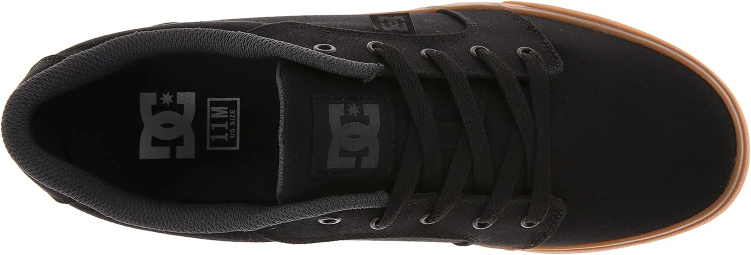 DC Shoes Men's Anvil Canvas Skate Shoes, Black/Gum, Size 6
