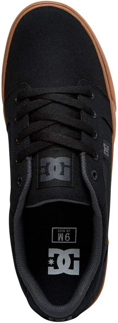 DC Shoes Men's Anvil Canvas Skate Shoes, Black/Gum, Size 6