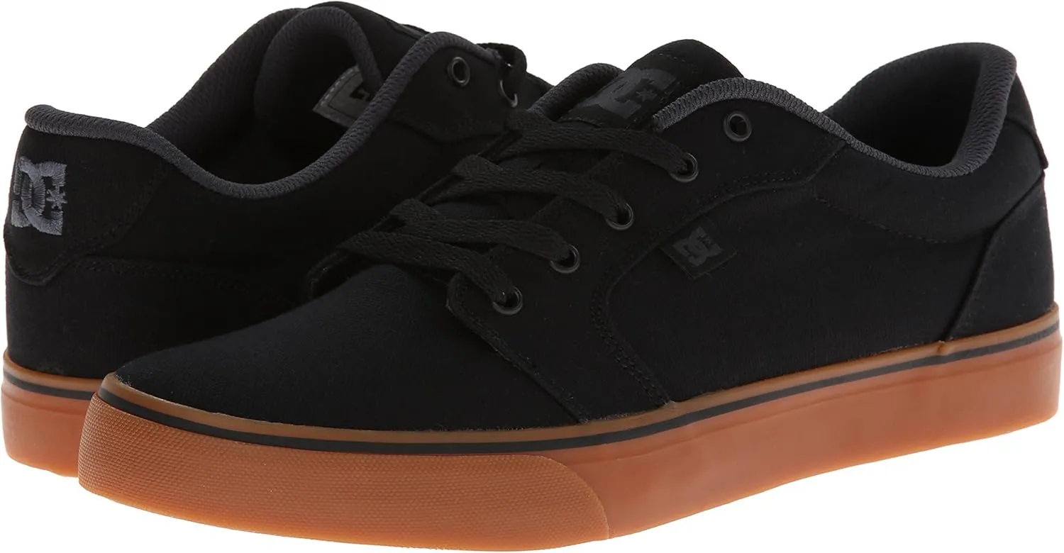 DC Shoes Men's Anvil Canvas Skate Shoes, Black/Gum, Size 6