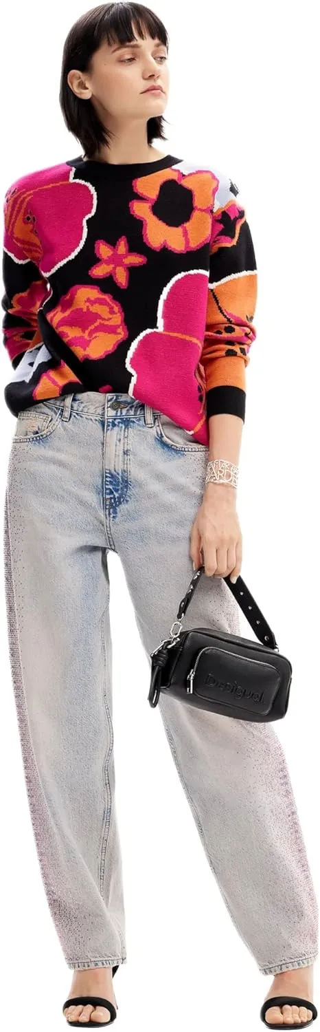 Desigual Women's Woman Flat Knit Thin Gauge Pullover