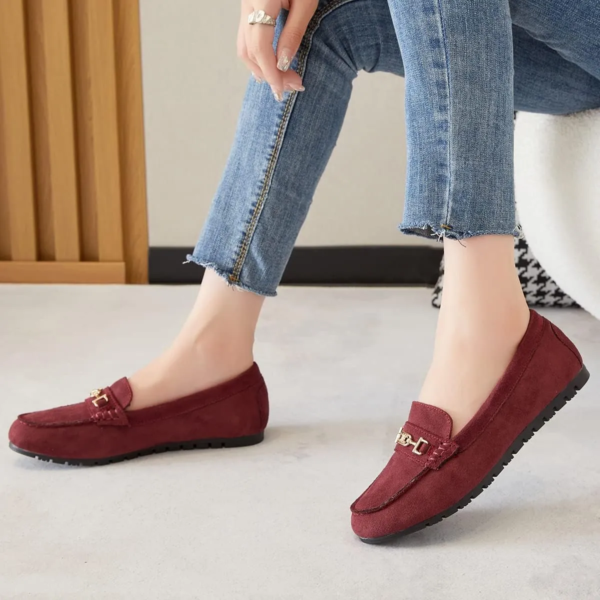 DeYashopin Women's Loafer Shoes Leisure Slip On Work Shoes Comfort Walking Flats