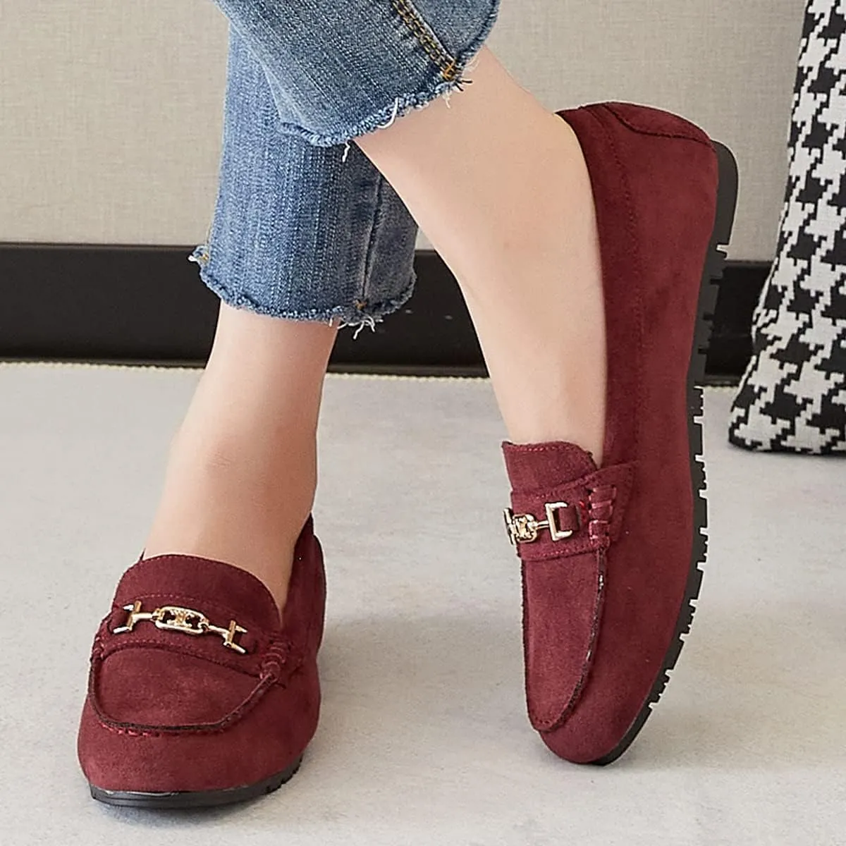 DeYashopin Women's Loafer Shoes Leisure Slip On Work Shoes Comfort Walking Flats