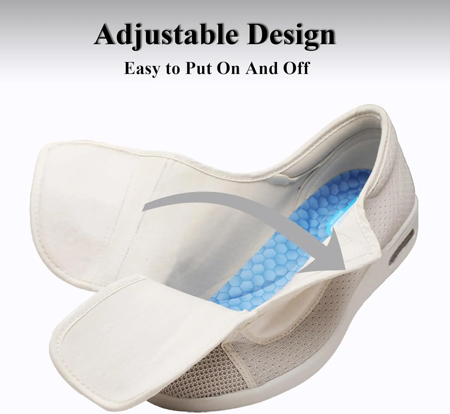 Diabetic Shoes for Men Extra Wide, Adjustable Closure Walking Shoes for Elderly for Swollen Feet, Women's Non Slip Indoor Outdoor House Shoes