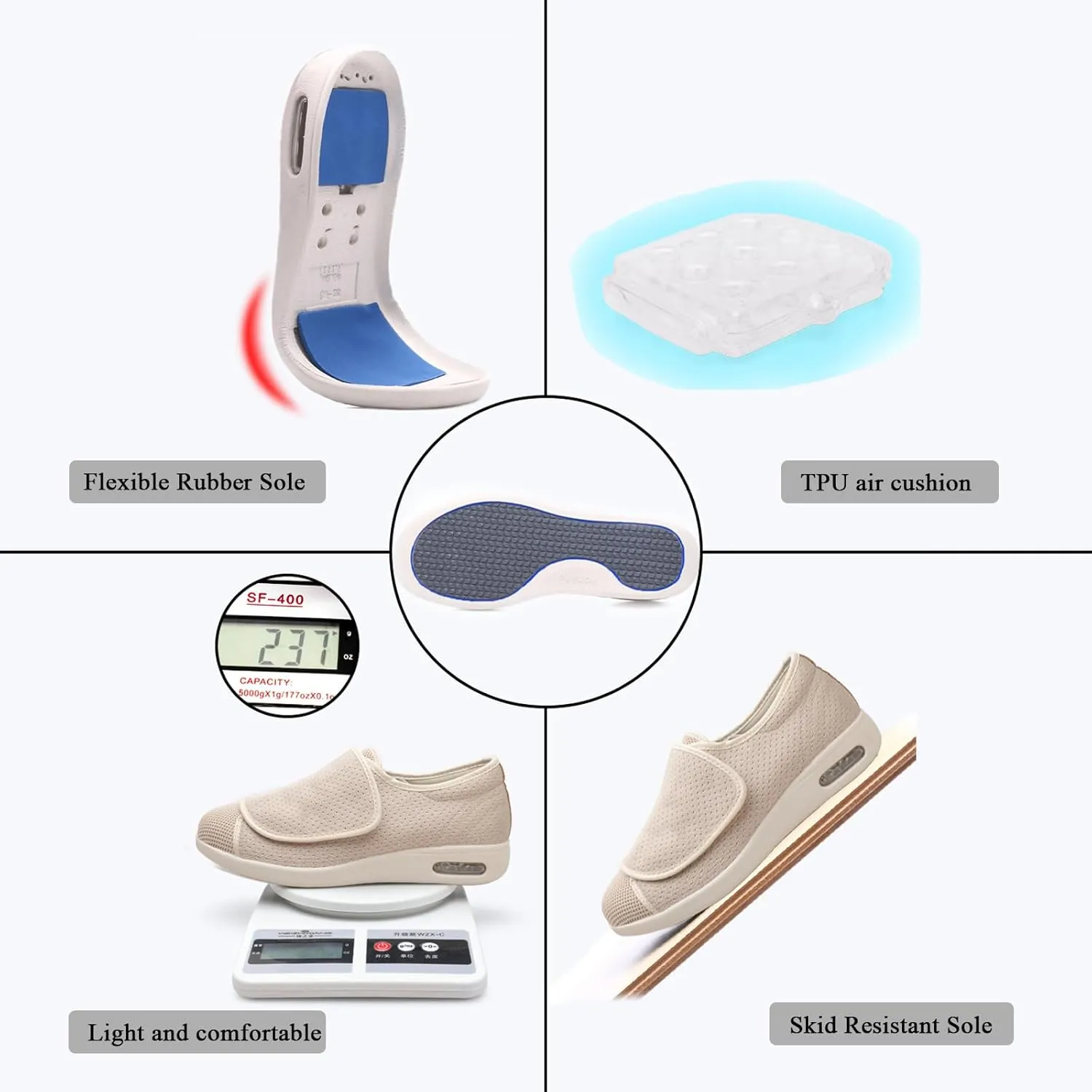 Diabetic Shoes for Men Extra Wide, Adjustable Closure Walking Shoes for Elderly for Swollen Feet, Women's Non Slip Indoor Outdoor House Shoes