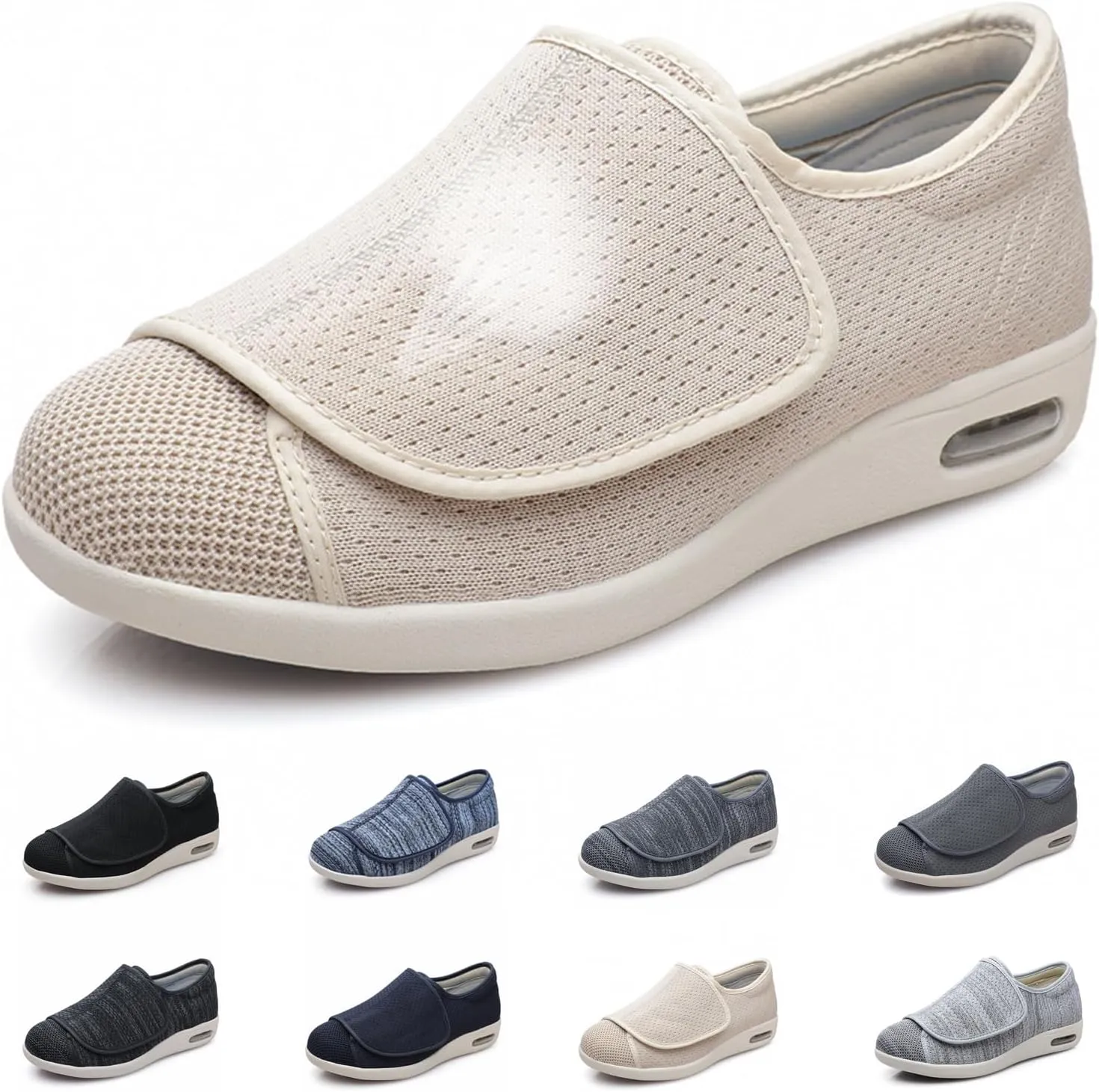 Diabetic Shoes for Men Extra Wide, Adjustable Closure Walking Shoes for Elderly for Swollen Feet, Women's Non Slip Indoor Outdoor House Shoes